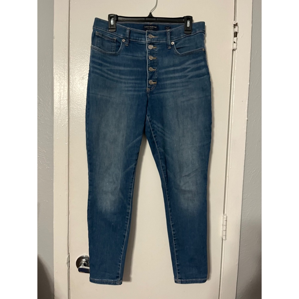Lucky Brand Womens High Rise Skinny Ankle Jeans Medium Wash Button Fly‎ 14/32